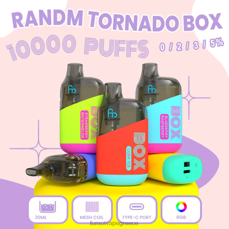 Fumot Tornado Κουτί ατμού 10000 μιας χρήσης - 20 ml (1 τεμάχιο) N0240357 | Fumot Store μέντα toba