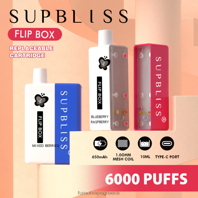 Fumot Supbliss Flip κουτί 6000 αντικαταστάσιμο κιτ ατμού - 10ml (1 τεμάχιο) N0240337 | Fumot Store ακτινίδιο του πάθους