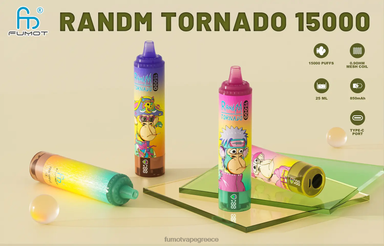 Fumot Tornado 15000 ατμούς μιας χρήσης 25 ml (1 τεμάχιο) N0240163 | Fumot Disposable Vape βατόμουρο κεράσι κράνμπερι