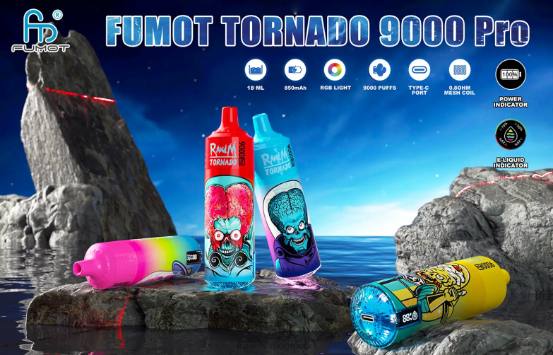 Fumot Tornado 1 τεμάχιο 9000 pro 18ml ατμού μίας χρήσης N0240218 | Fumot Vape Online Shop ice pop