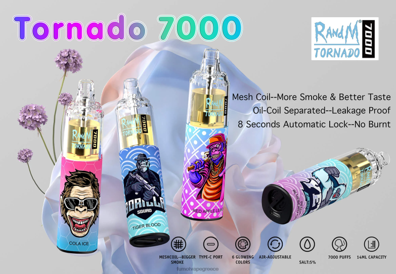 Fumot Tornado 7000 στυλό μιας χρήσης - 14 ml (1 τεμάχιο) N024070 | Fumot Flavors κεράσι